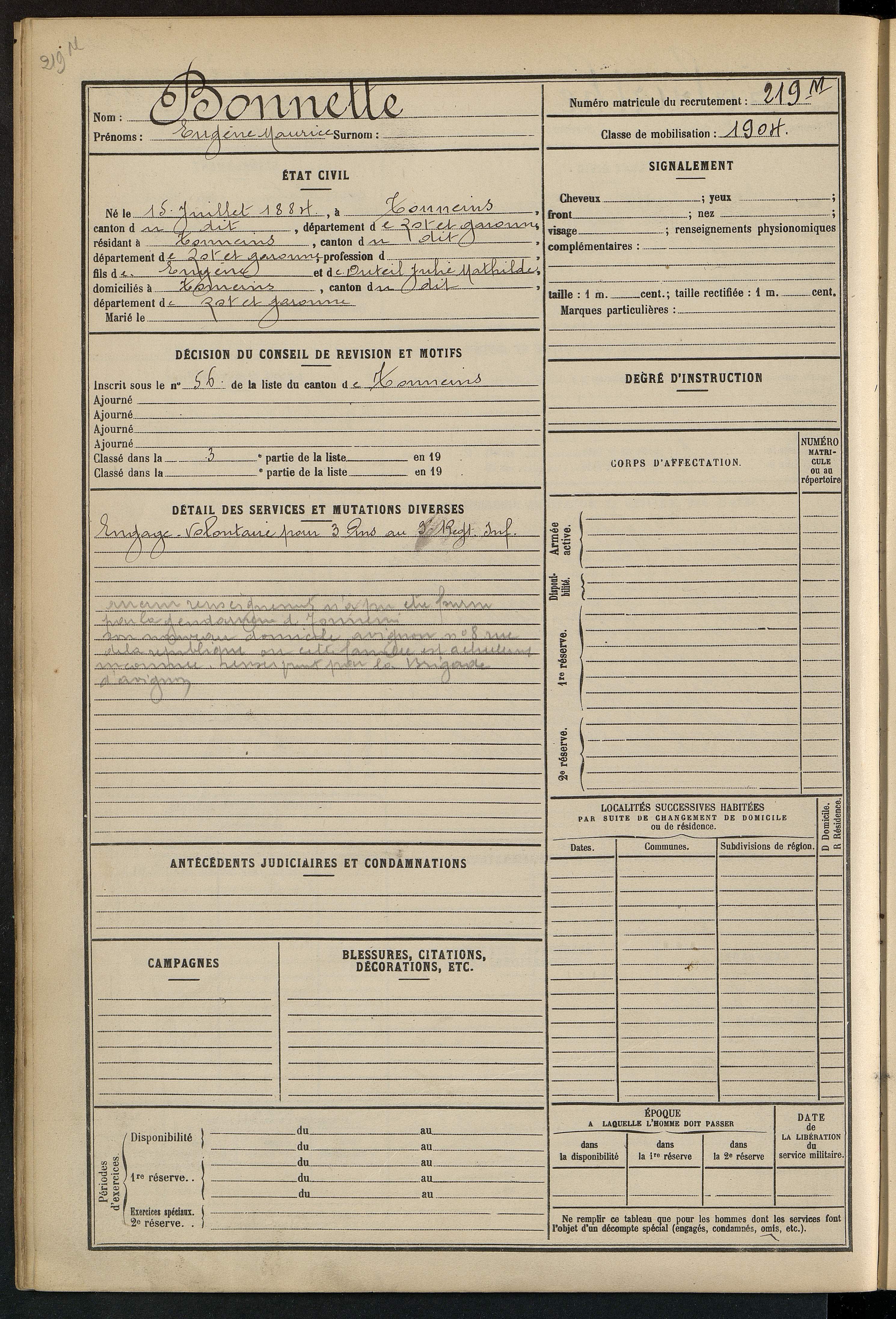 Registres Matricules - Archives Départementales De Lot-et-Garonne